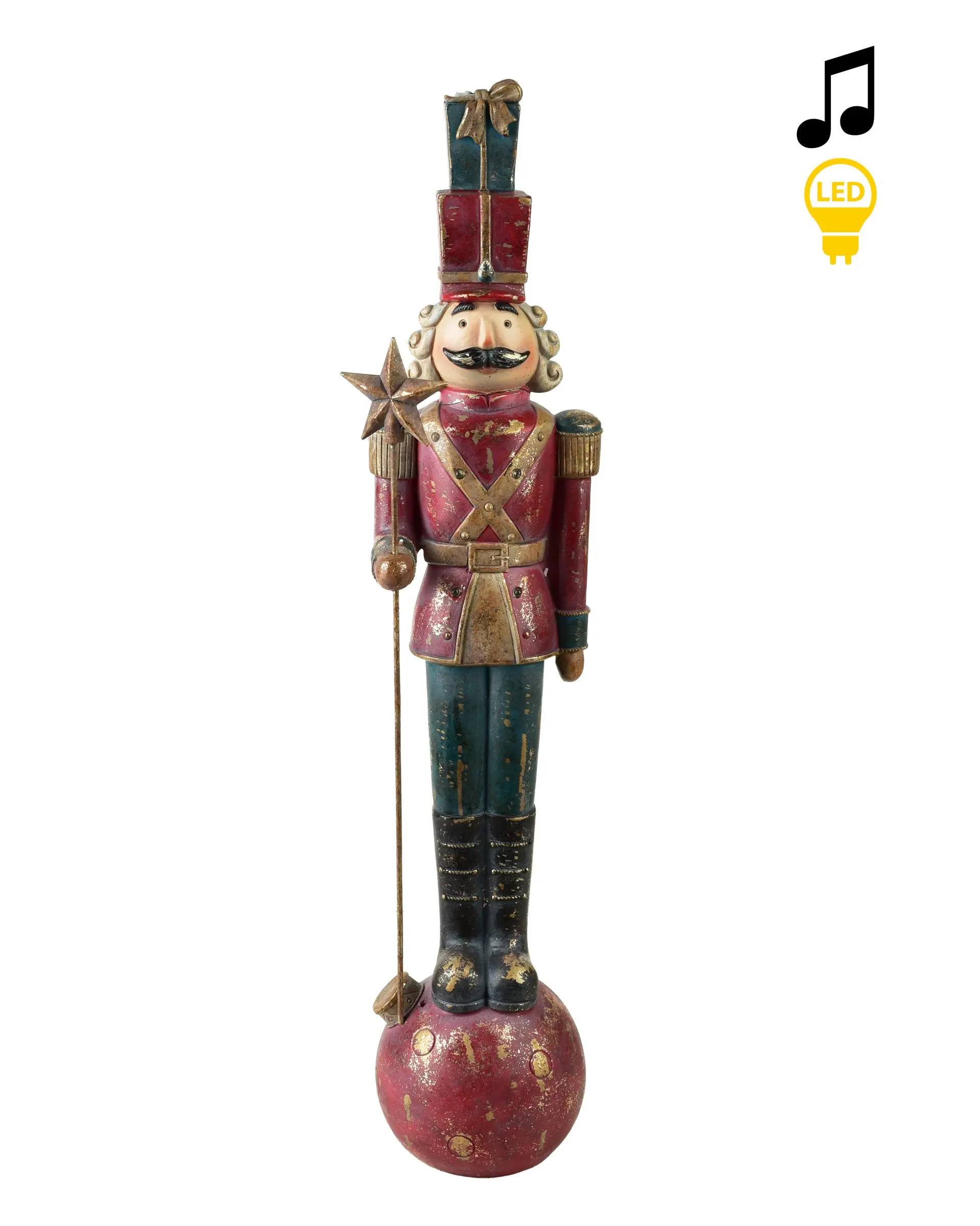 Mondex Vánoční LED figurka Santa Lila Louskáček s hudbou 65 cm vícebarevná