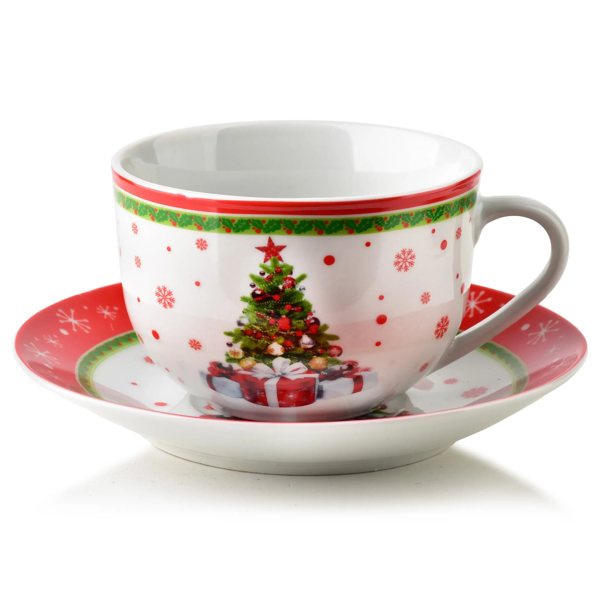 Mondex Vánoční šálek s podšálkem Santa Lila 200 ml bílý