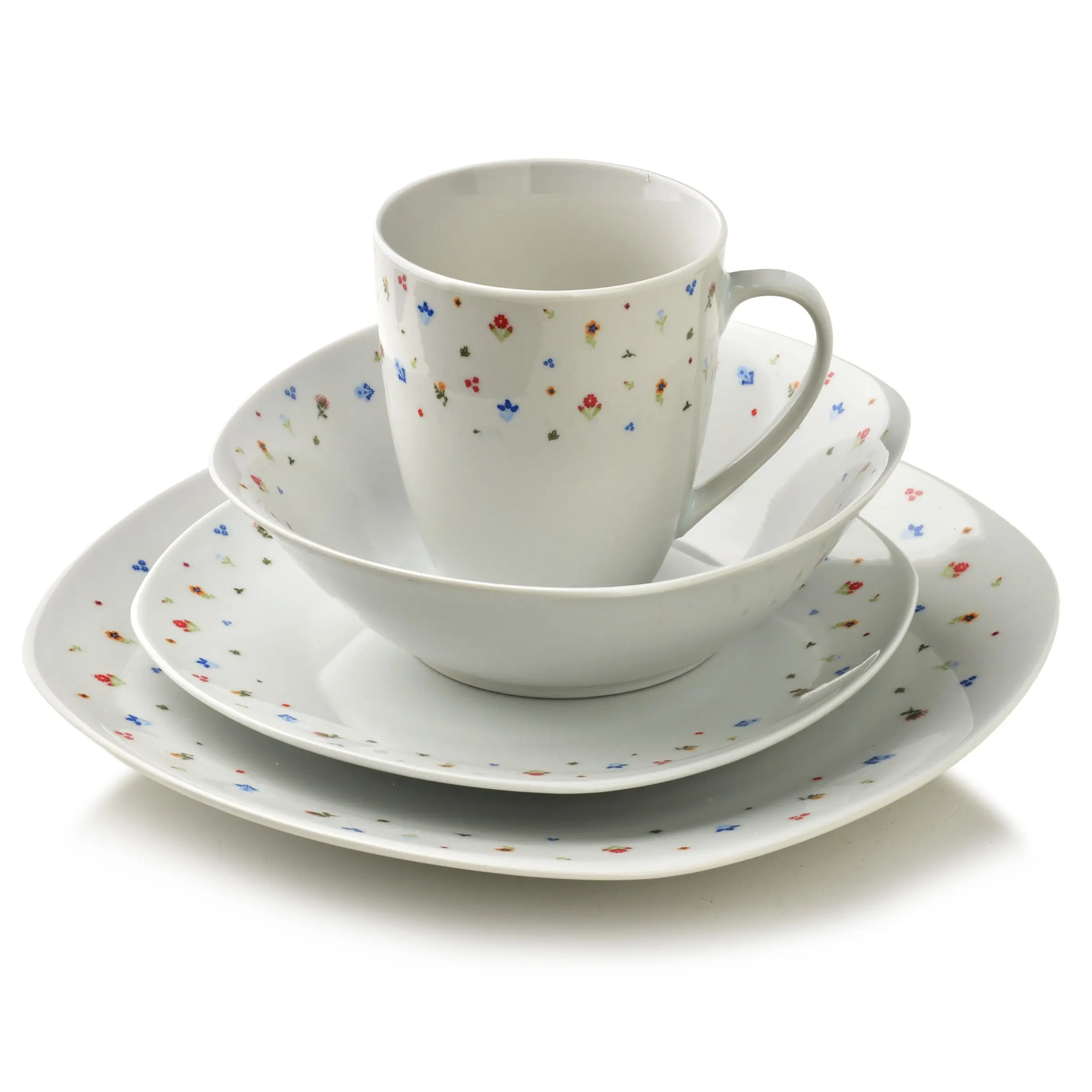 Affekdesign Porcelánová jídelní sada s hrníčkem LEA Mini 16 ks bílá/barevná