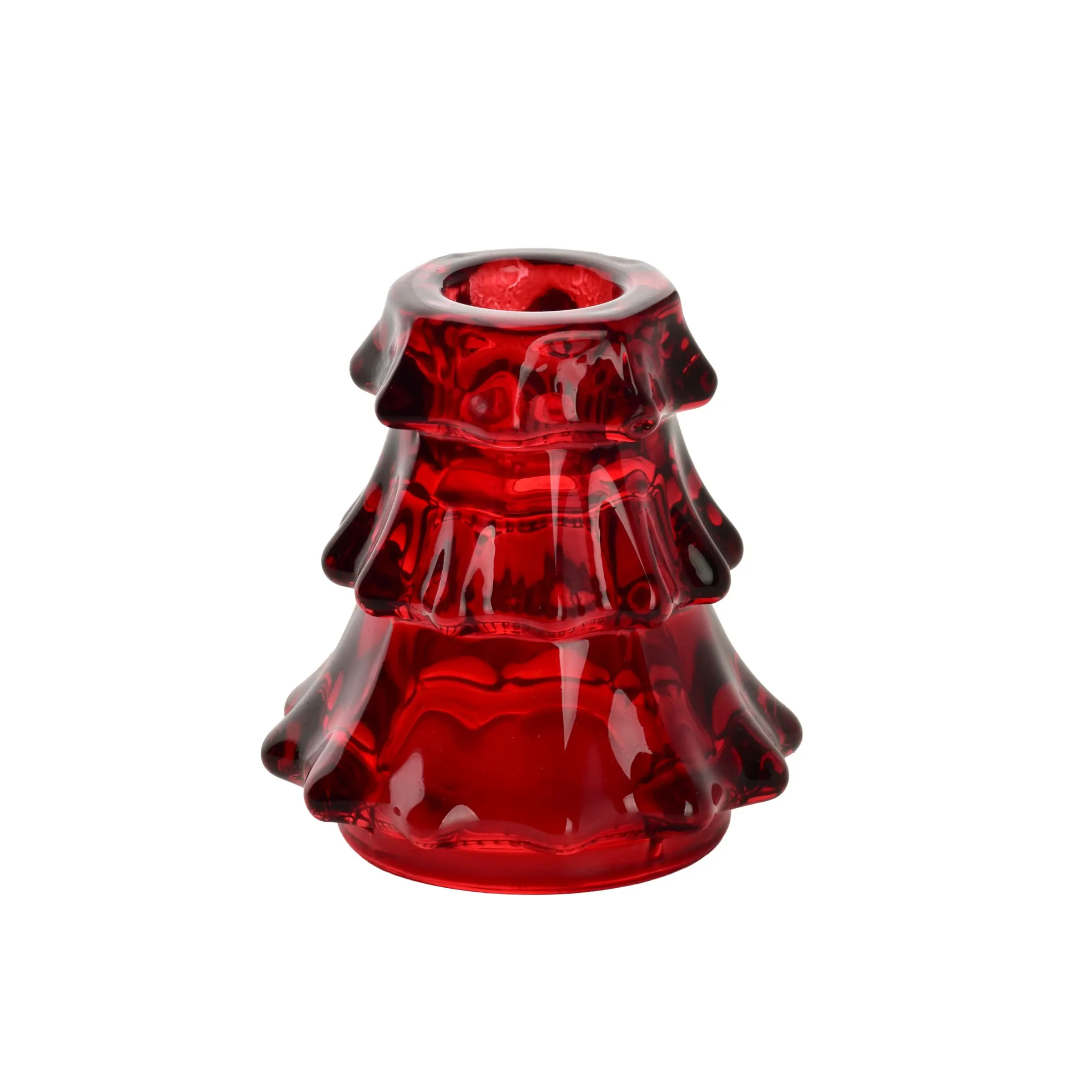 Mondex Skleněný svícen SANTA LILA Little tree 7x7,5 cm červený