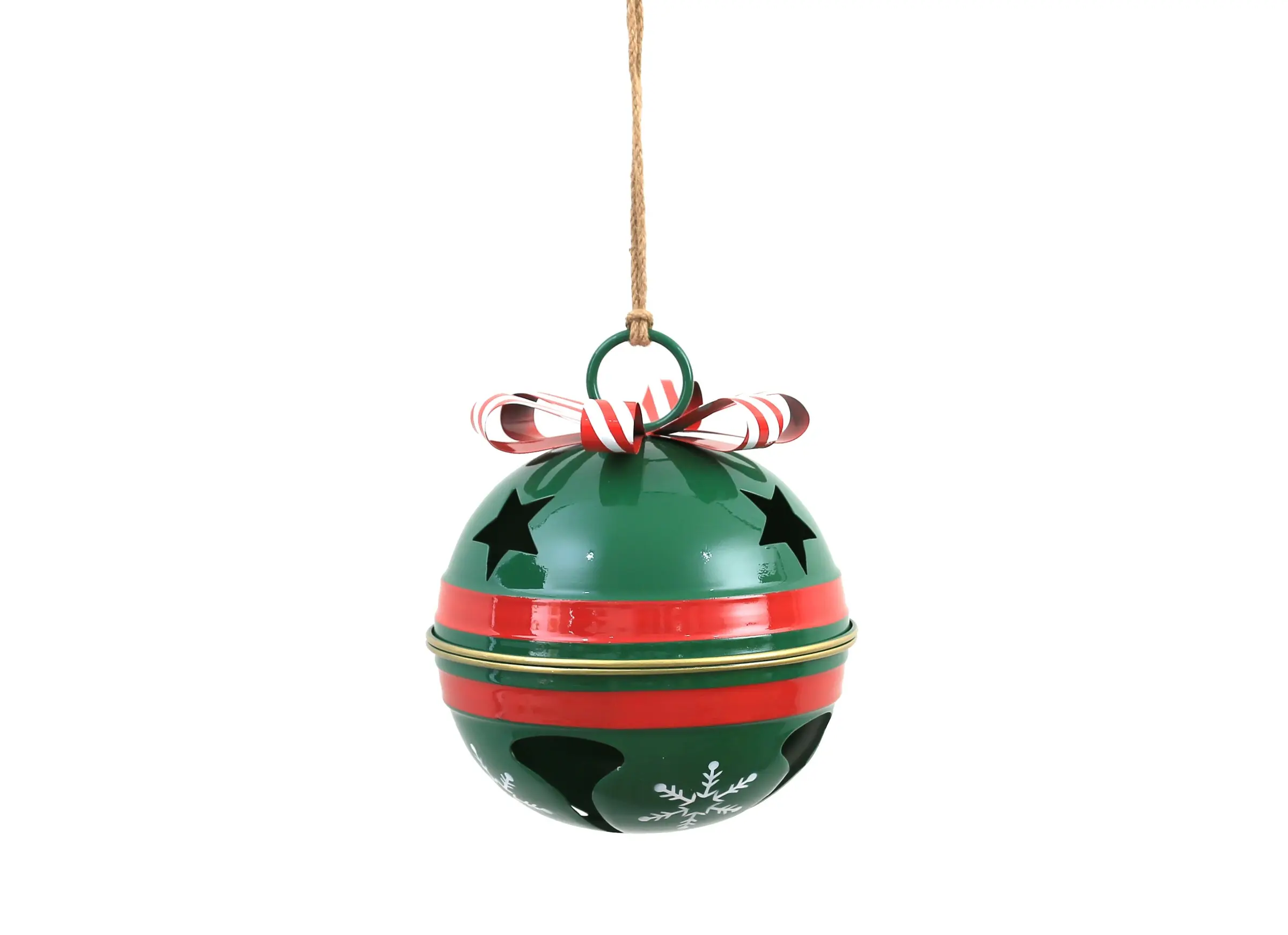 Mondex Vánoční kovová baňka SANTA LILA Bell 24,5x28,5 cm zelená