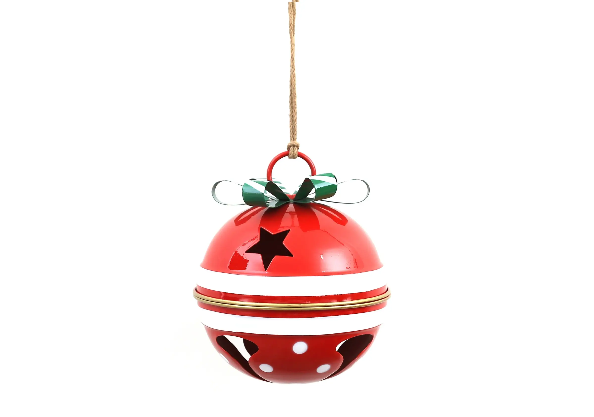 Mondex Vánoční kovová baňka SANTA LILA Bell 24,5x28,5 cm červená