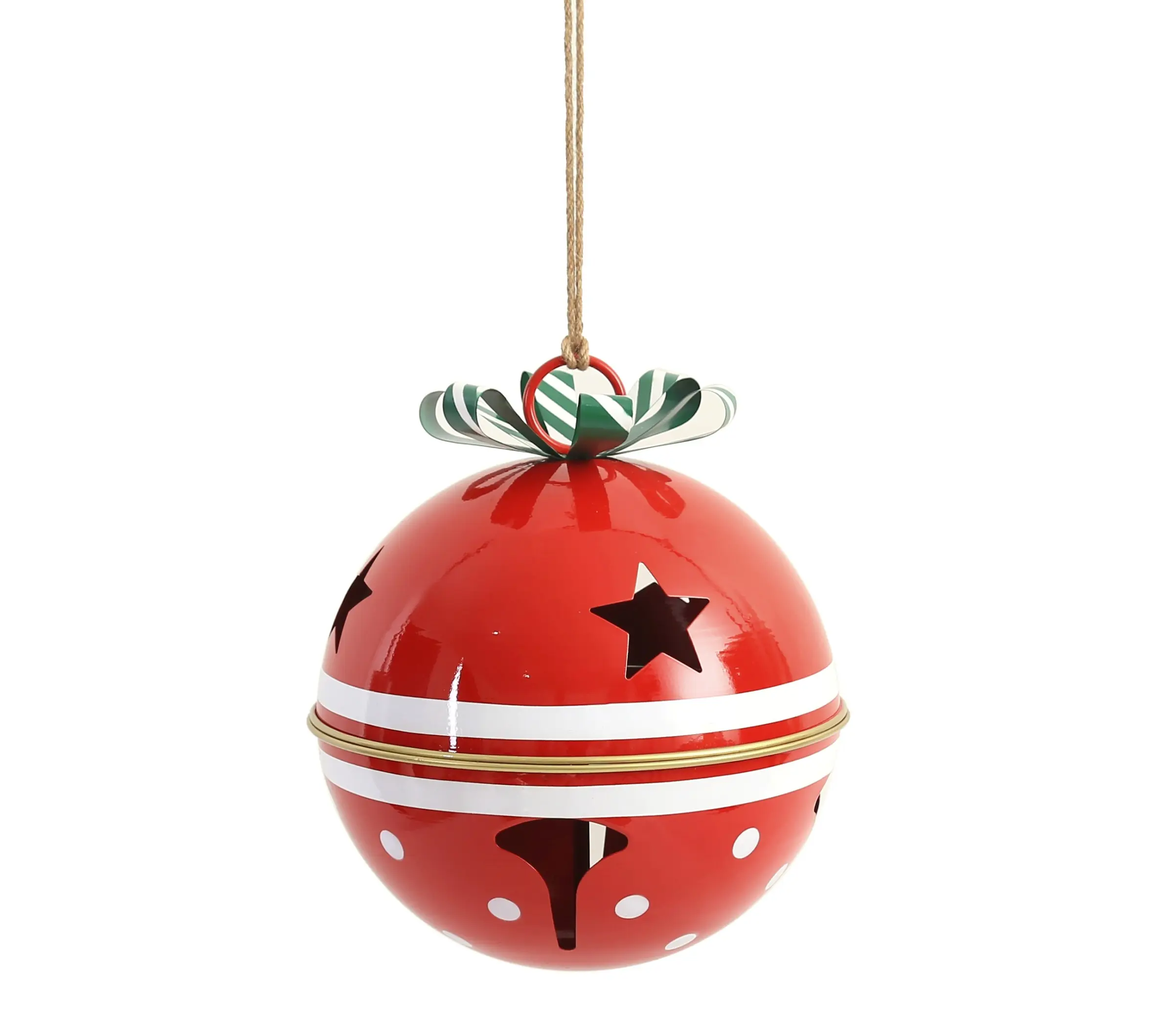 Mondex Vánoční kovová baňka SANTA LILA Bell 30x37,5 cm červená