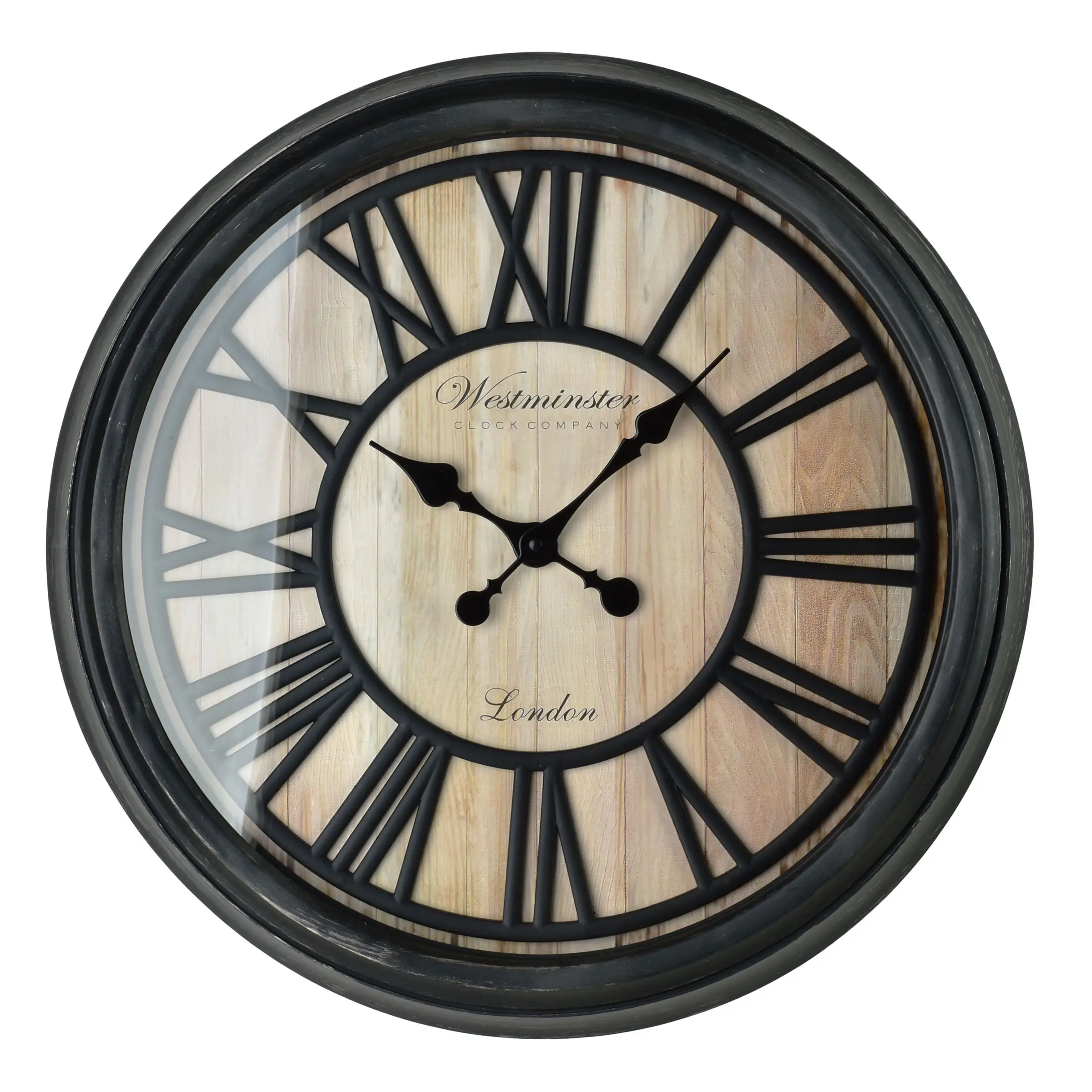 Mondex Nástěnné hodiny RAMSEY Westminster 50x5,5 cm černé/hnědé