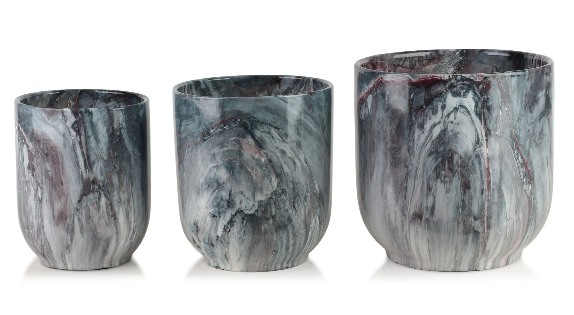 Mondex Sada 3 ks keramických květináčů NEVA MARBLE V modrá/šedá