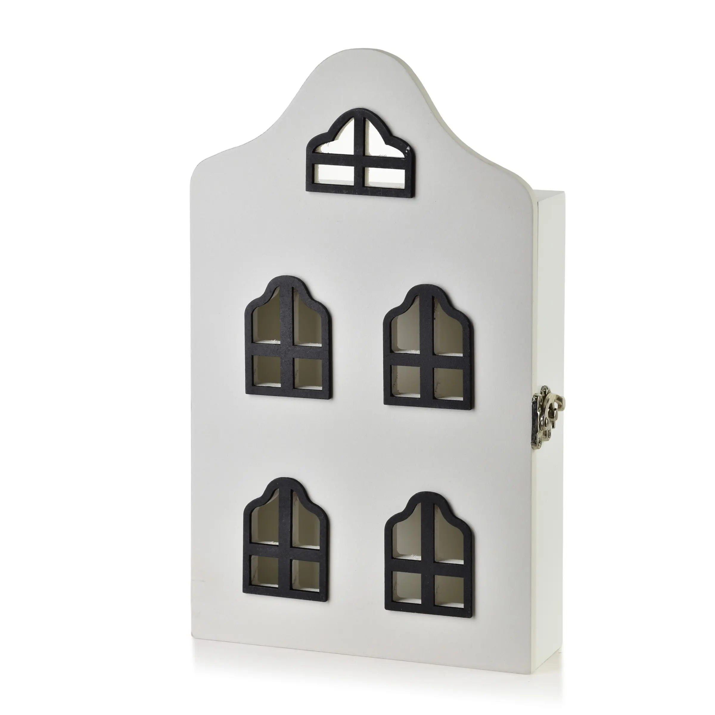 Mondex Dřevěná skříňka na klíče STACY House 17,5x5,5x29,5 cm bílá