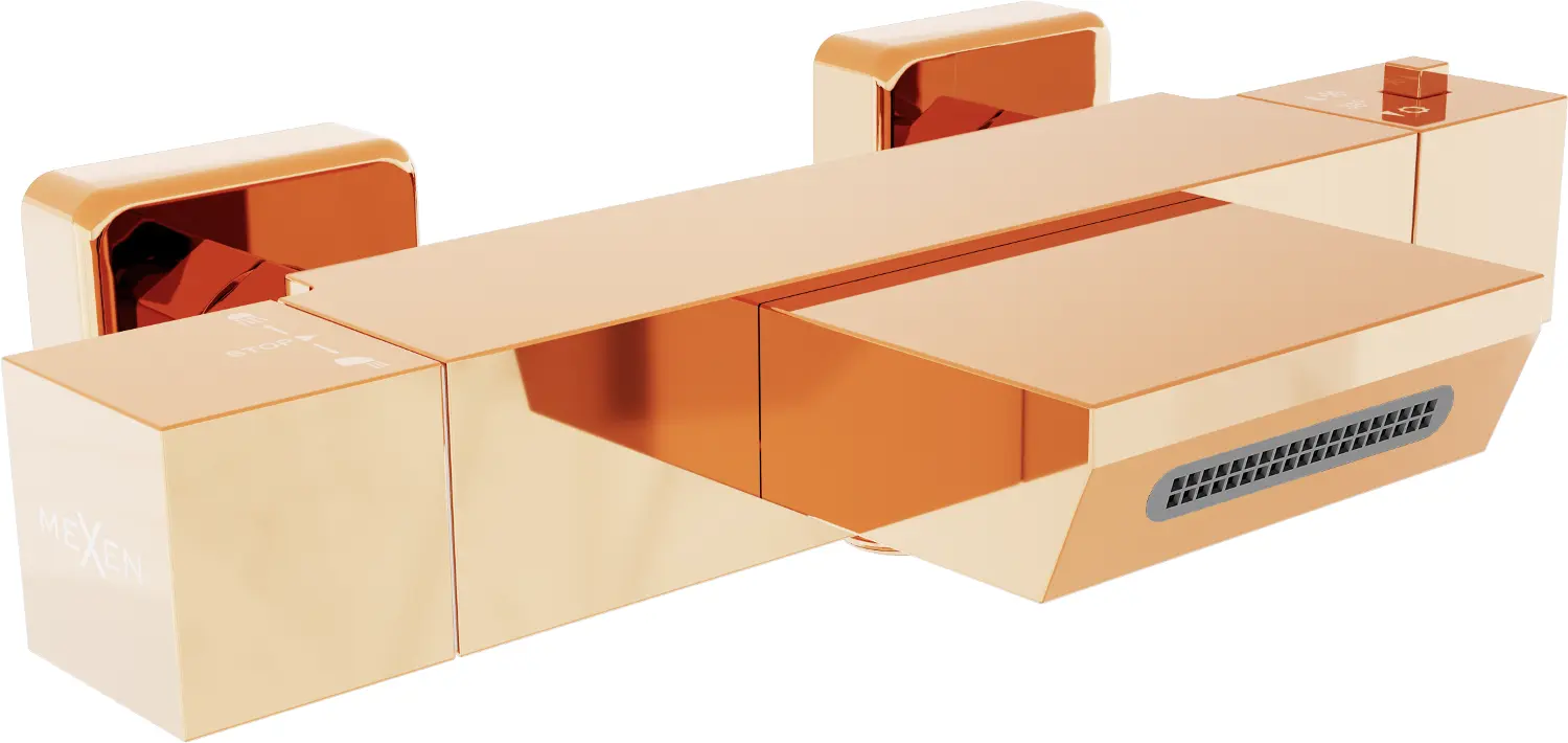 Termostatická vanová baterie MEXEN CUBE rose gold