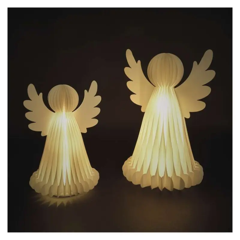 Vánoční papíroví andělé se stojánkem 2ks 28/38cm EMOS DCAW23 vnitřní použití 6xAA