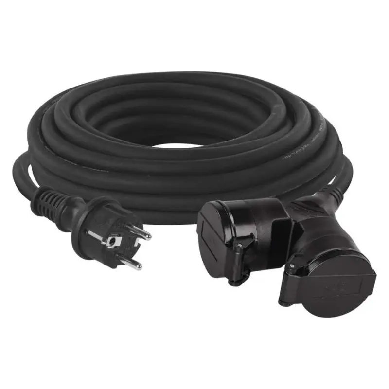 EMOS Prodlužovací kabel gumový – 2 zásuvky, 10m 3× 1,5mm2, IP44 1901021001