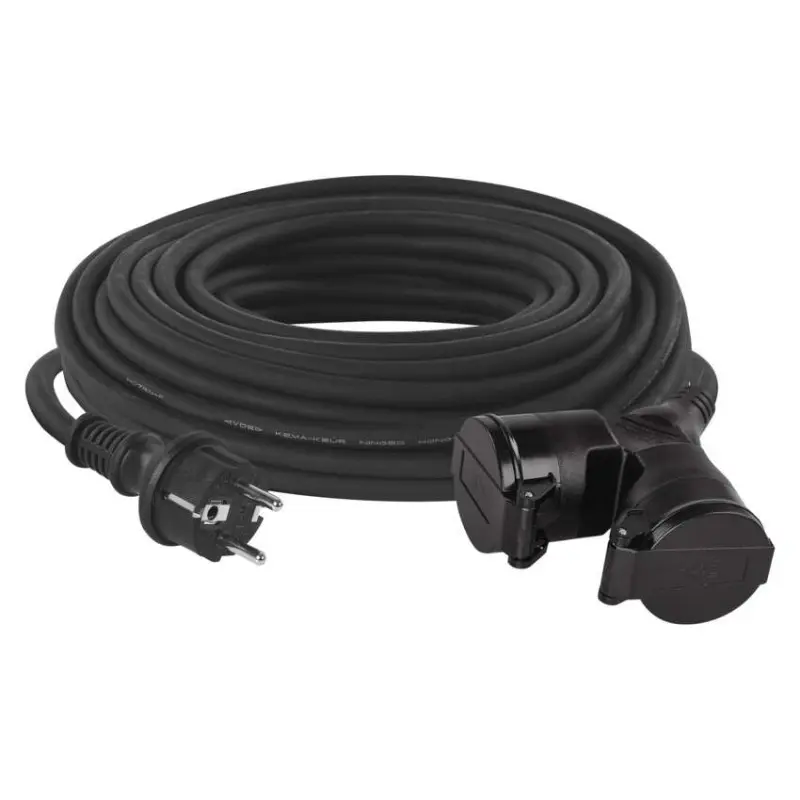 EMOS Venkovní prodlužovací kabel se 2 zásuvkami ZANE 20 m 1,5 mm² černý