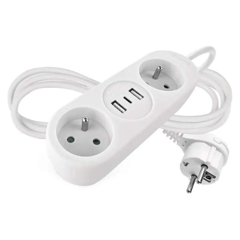 EMOS Prodlužovací kabel s 2 zásuvkami, 2 USB a USB-C Taylor 1,4 m bílý