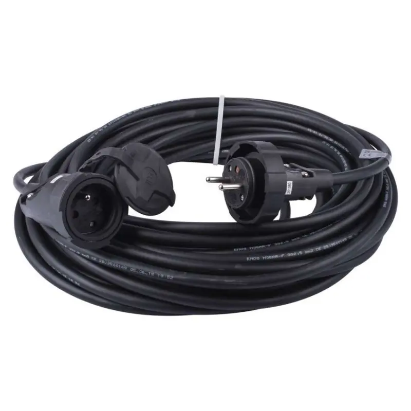 EMOS Venkovní prodlužovací kabel Siam s 1 zásuvkou 20 m 2,5 mm² černý