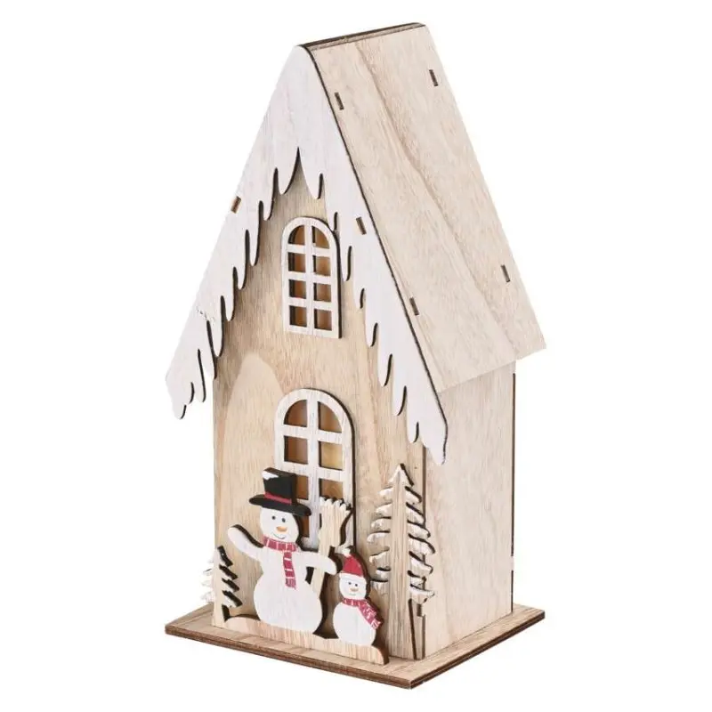 EMOS Dřevěná LED dekorace Snowi s časovačem 28,5 cm teplá bílá