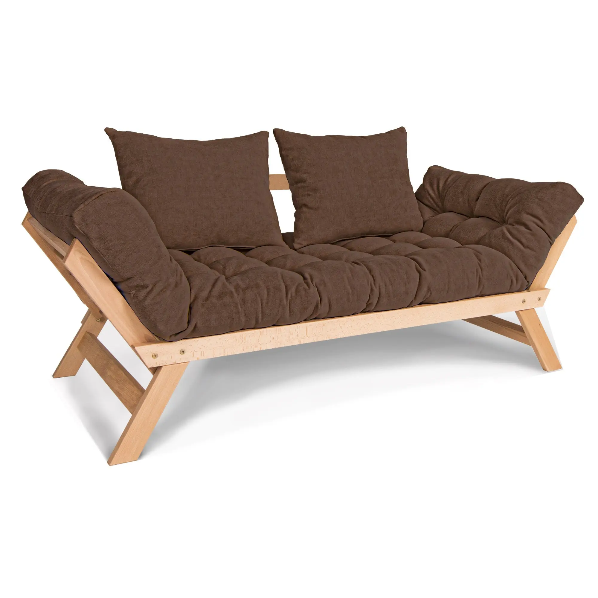 MarLiving Rozkládací futonová pohovka BREEZIO 01 170 cm z masivu/hnědá