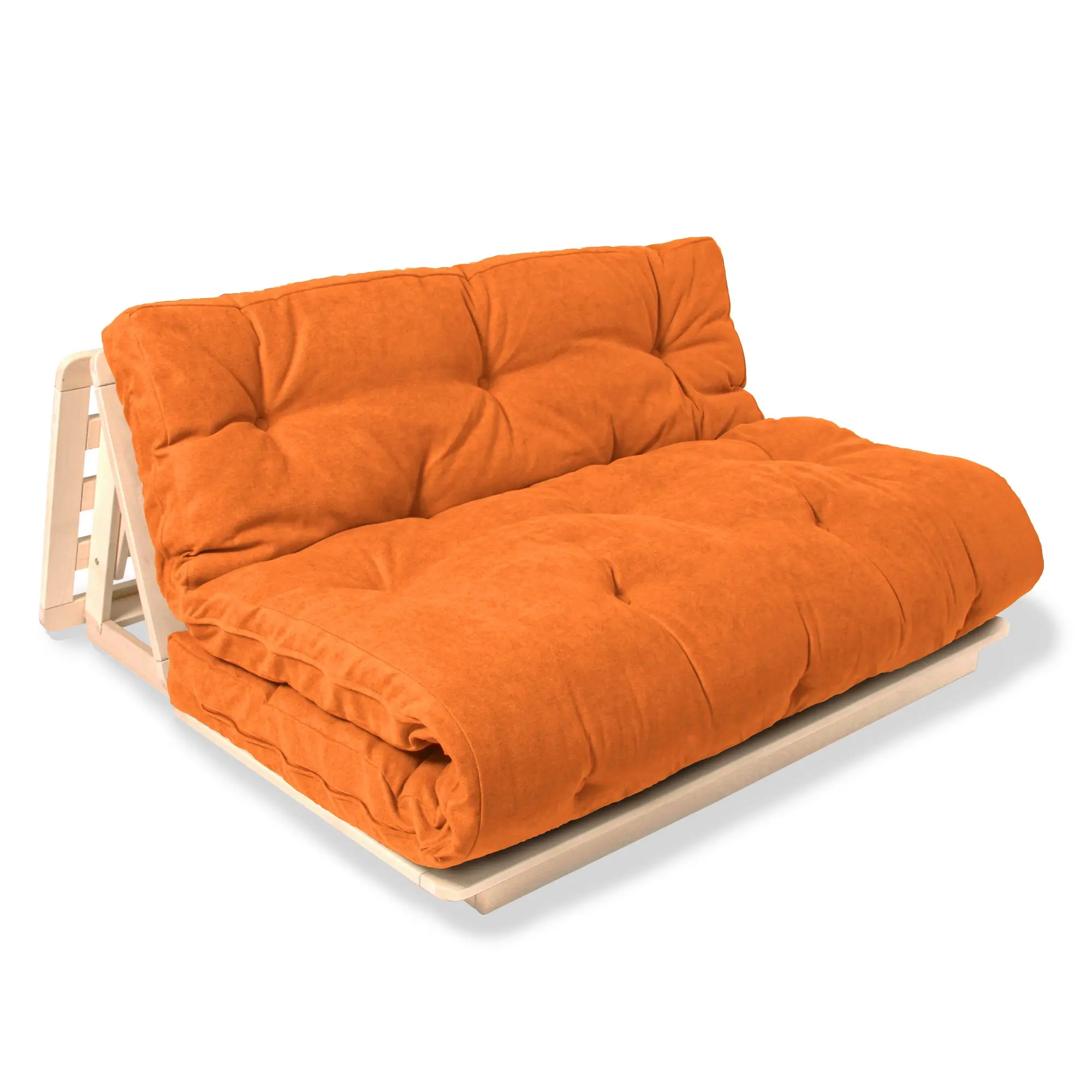 MarLiving Rozkládací futonová pohovka LAYTI 01 140 cm z masivu/oranžová