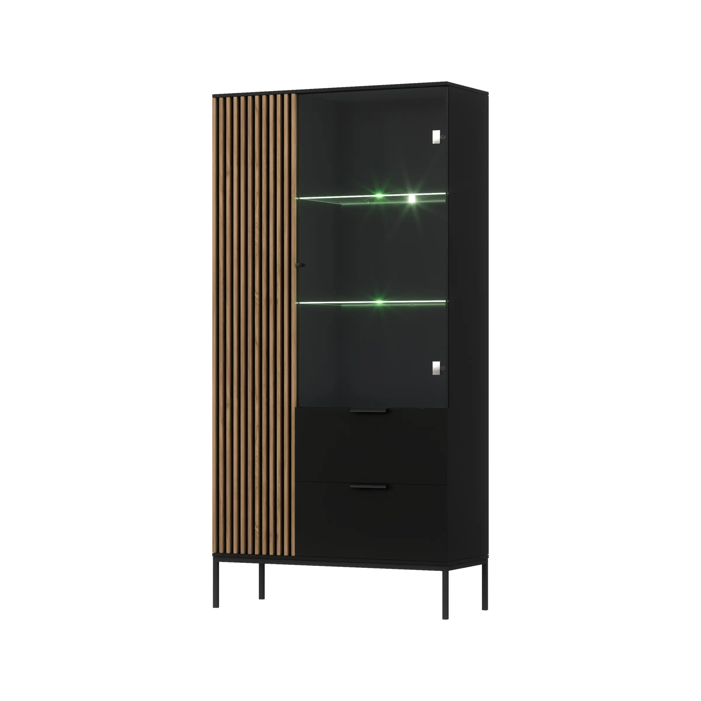 Eltap Vitrína Meorati s LED osvětlením 100 cm černá/dub Artisan
