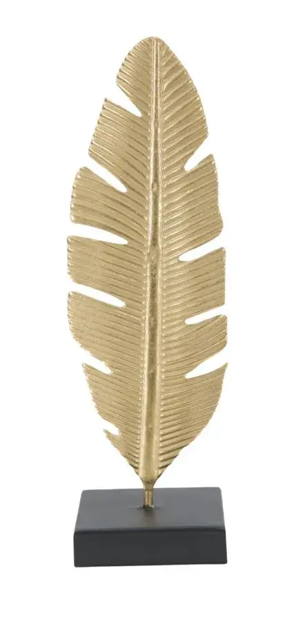 Mauro Ferretti Kovový svícen Leaf Glam 34 cm zlatý
