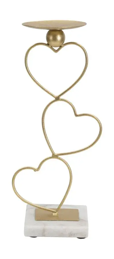 Mauro Ferretti Kovový svícen Heart 32 cm zlatý/mramor