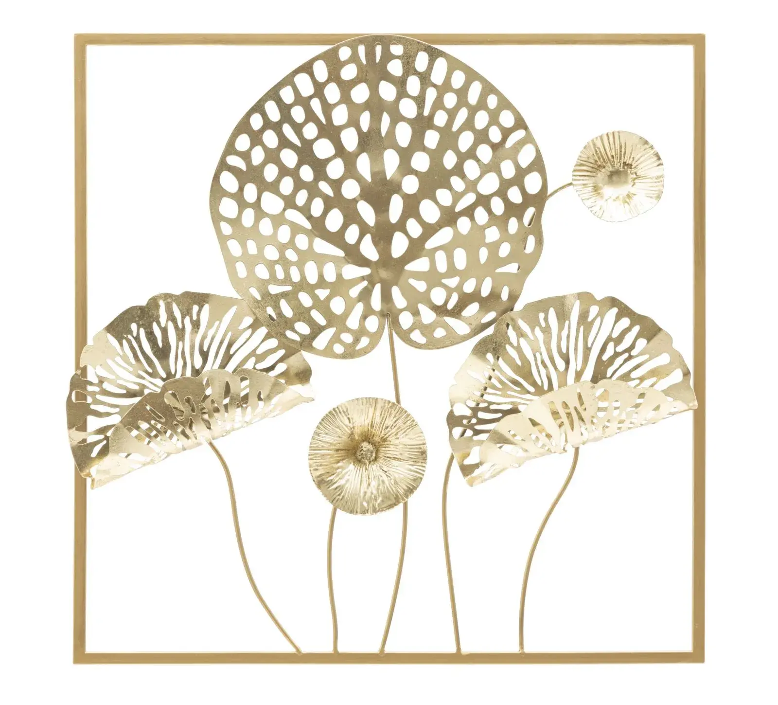 Mauro Ferretti Kovová nástěnná dekorace Flowers 50x50 cm zlatá