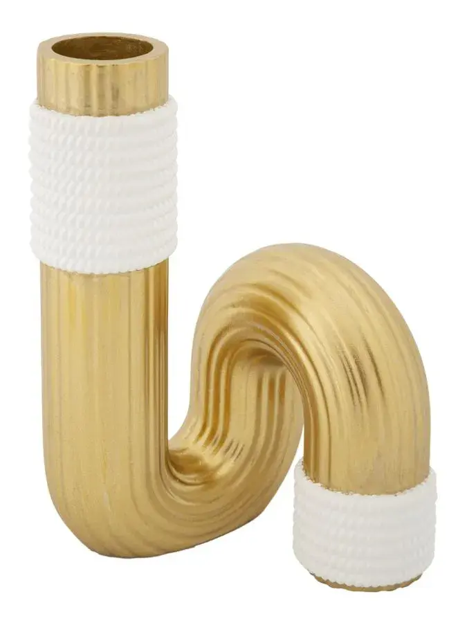 Mauro Ferretti Váza ve tvaru vlny z polyresinu, výš, 18 cm zlatá 420730001