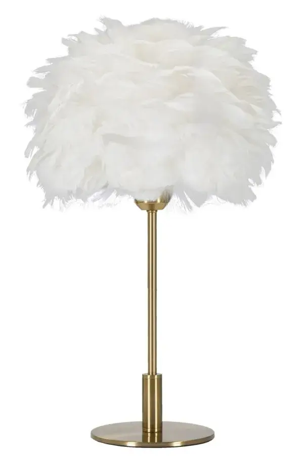 Mauro Ferretti Stolní lampa Ball Feather 50 cm bílo-zlatá