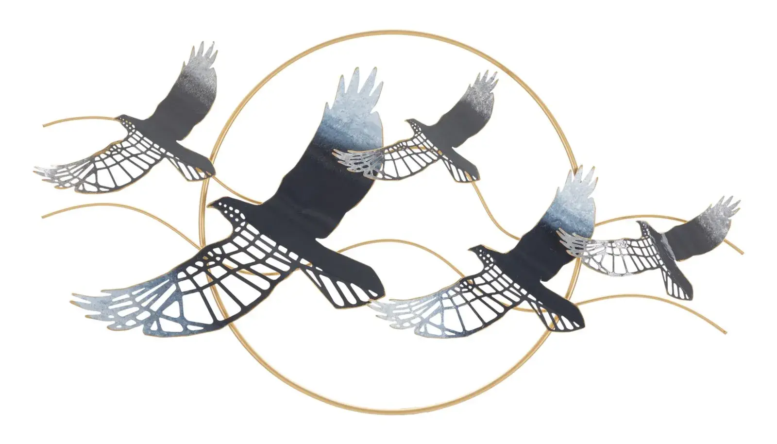 Mauro Ferretti Kovová nástěnná dekorace Bird 91x49 cm černá/zlatá