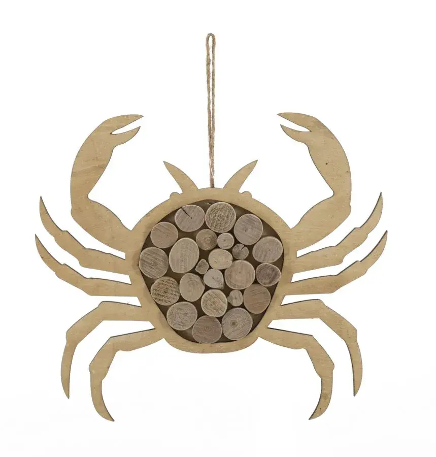 Mauro Ferretti Závěsná dřevěná dekorace Crab hnědá
