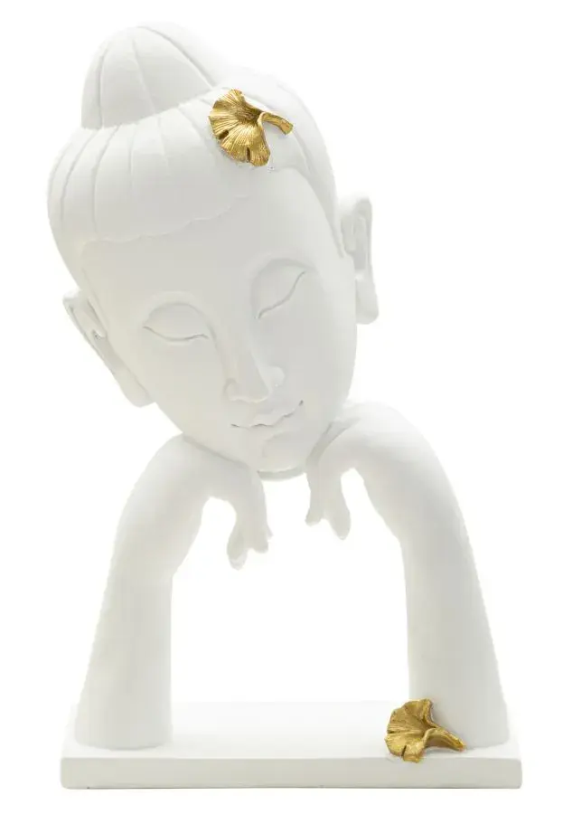 Mauro Ferretti Dekorace na stůl Buddha B 21 cm bílá/zlatá