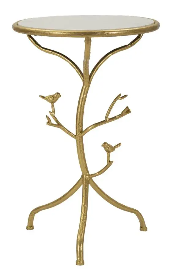Mauro Ferretti Odkládací stolek Birds 38 cm zlatý/mramor