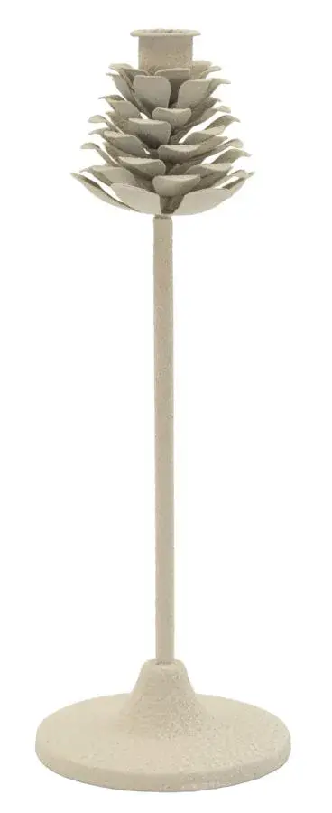Mauro Ferretti Kovový svícen Pigna 33 cm krémový