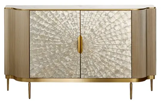 LivinHill Komoda Stilig 150 cm slonovinová/zlatá