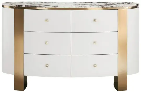 LivinHill Komoda Stilig ST920 140 cm bílá/zlatá/mramor