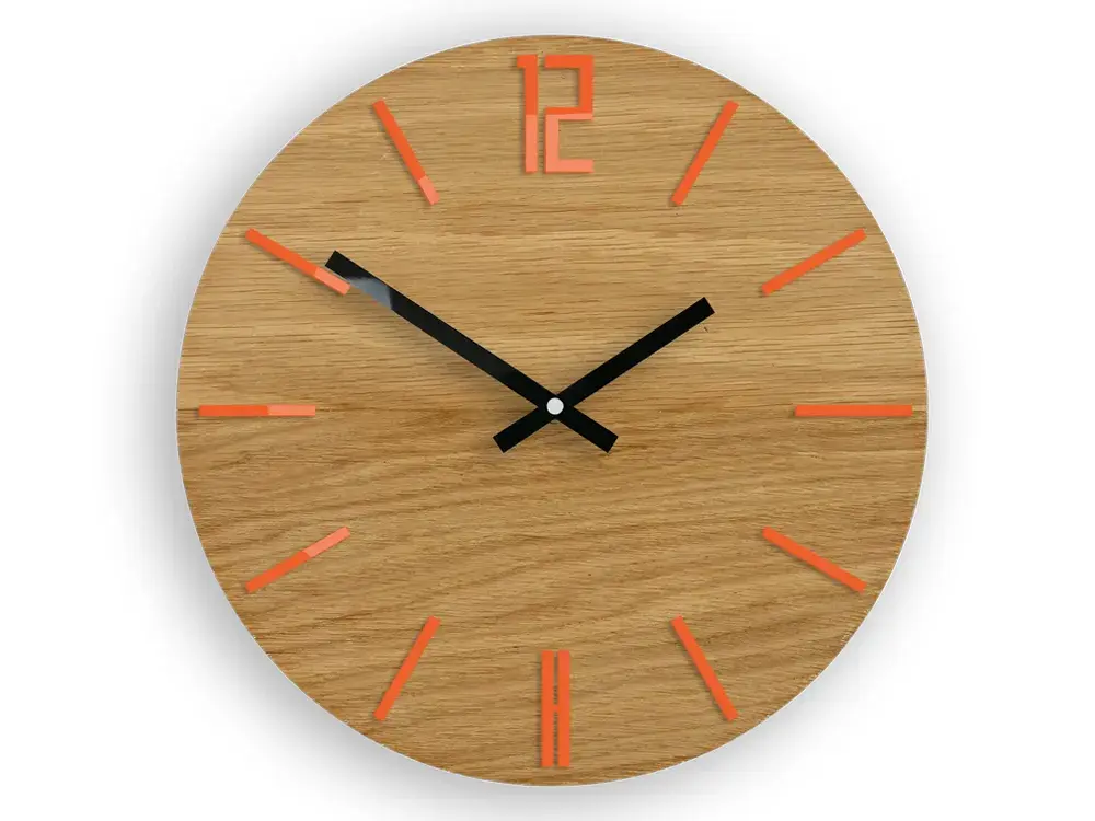 ModernClock Nástěnné hodiny Carlo Wood hnědo-oranžové