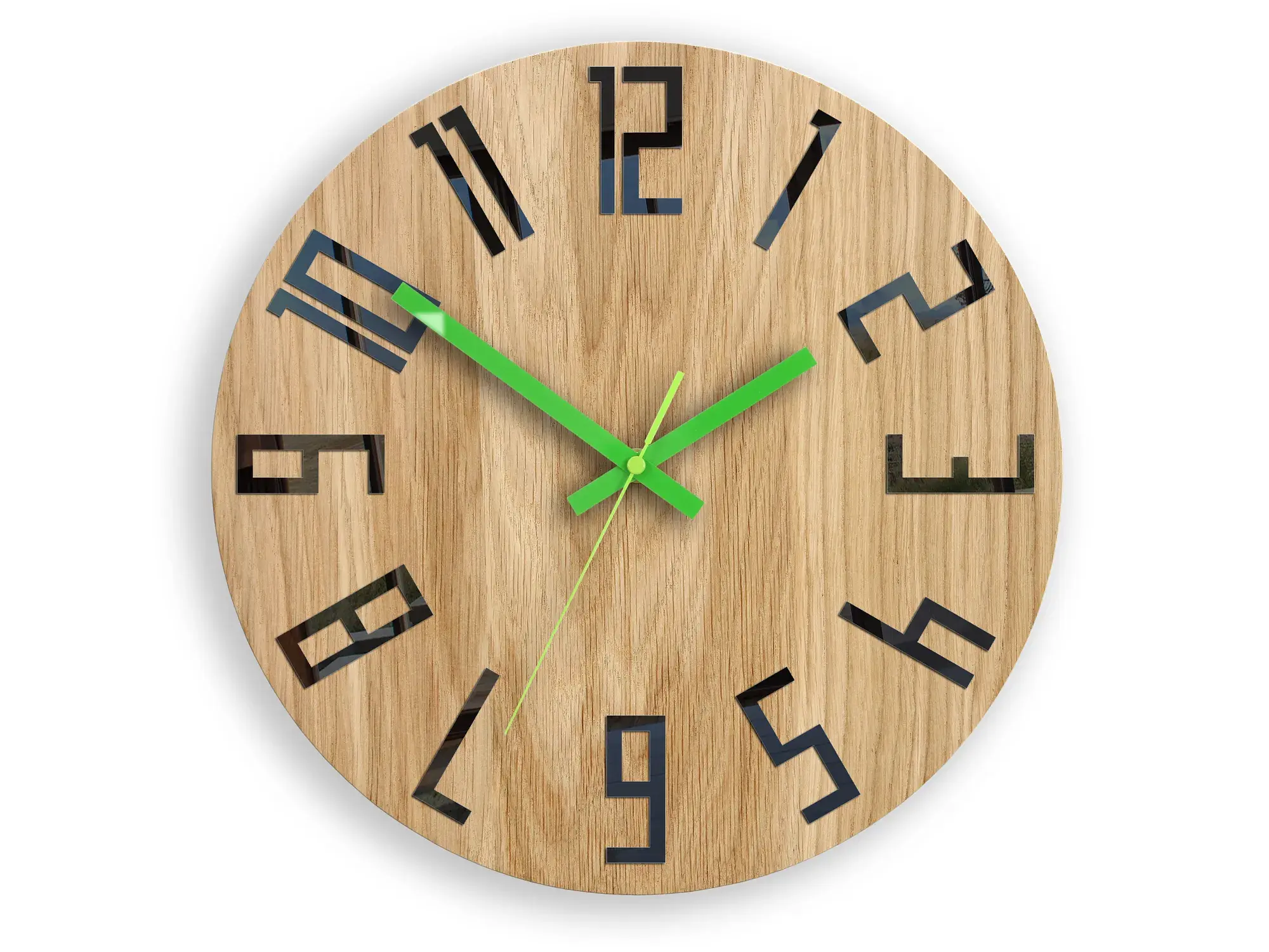ModernClock Dřevěné nástěnné hodiny Slim 33 cm černé/zelené/hnědé