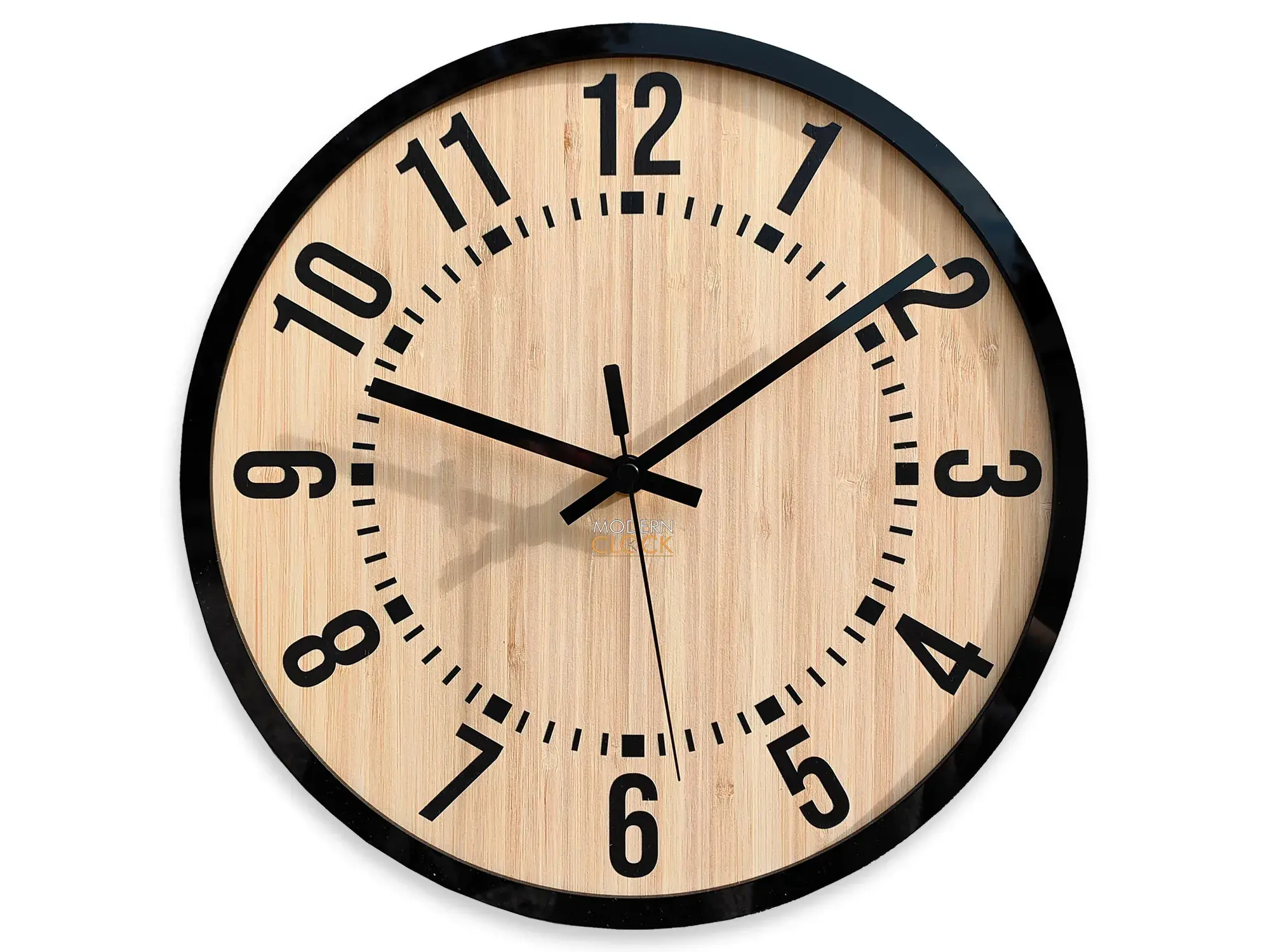 ModernClock Bambusové nástěnné hodiny Bruno 30 cm hnědé/černé