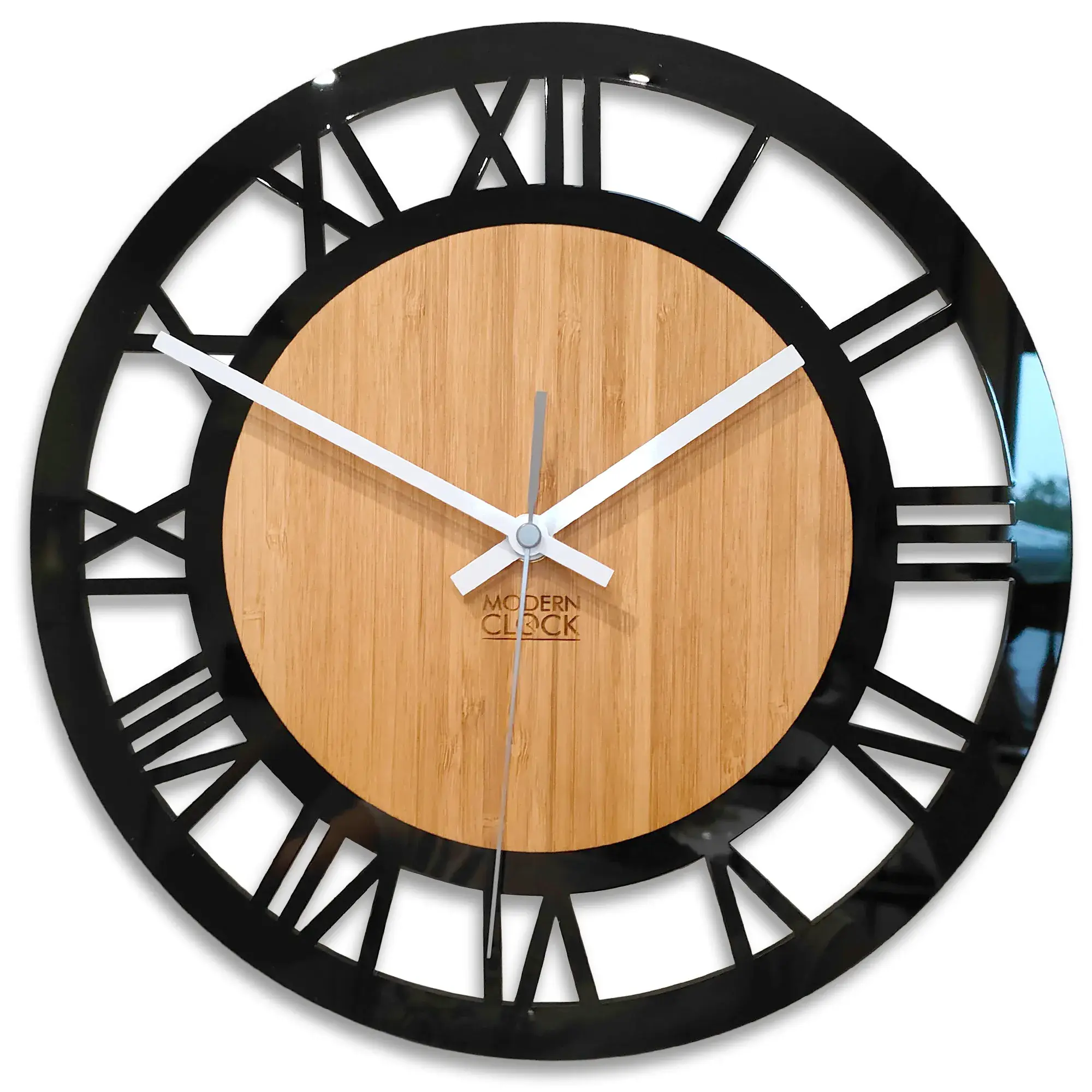 ModernClock Bambusové nástěnné hodiny Verona 30 cm hnědé/černé
