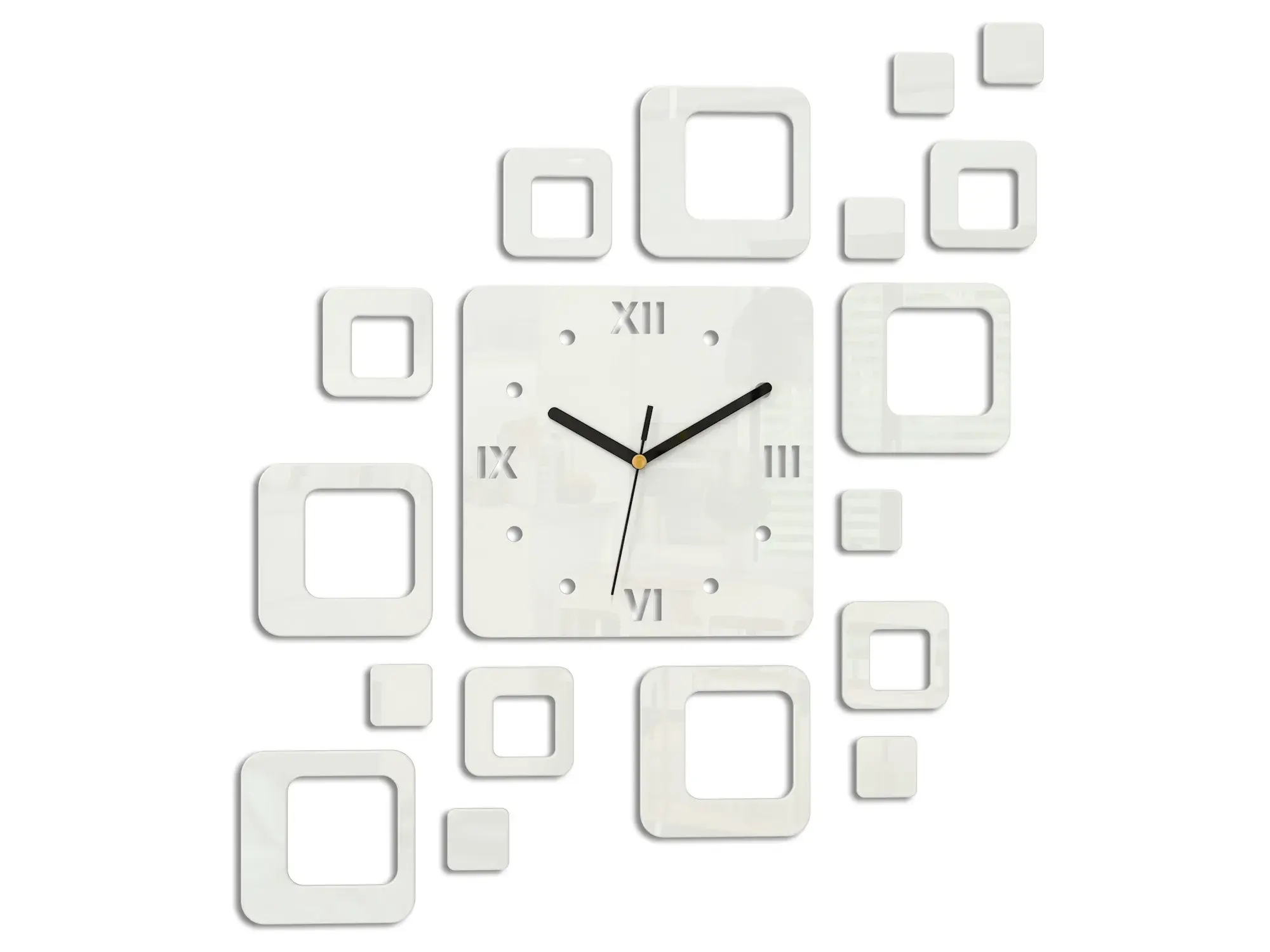 ModernClock 3D nalepovací hodiny Roman Quadrat bílé