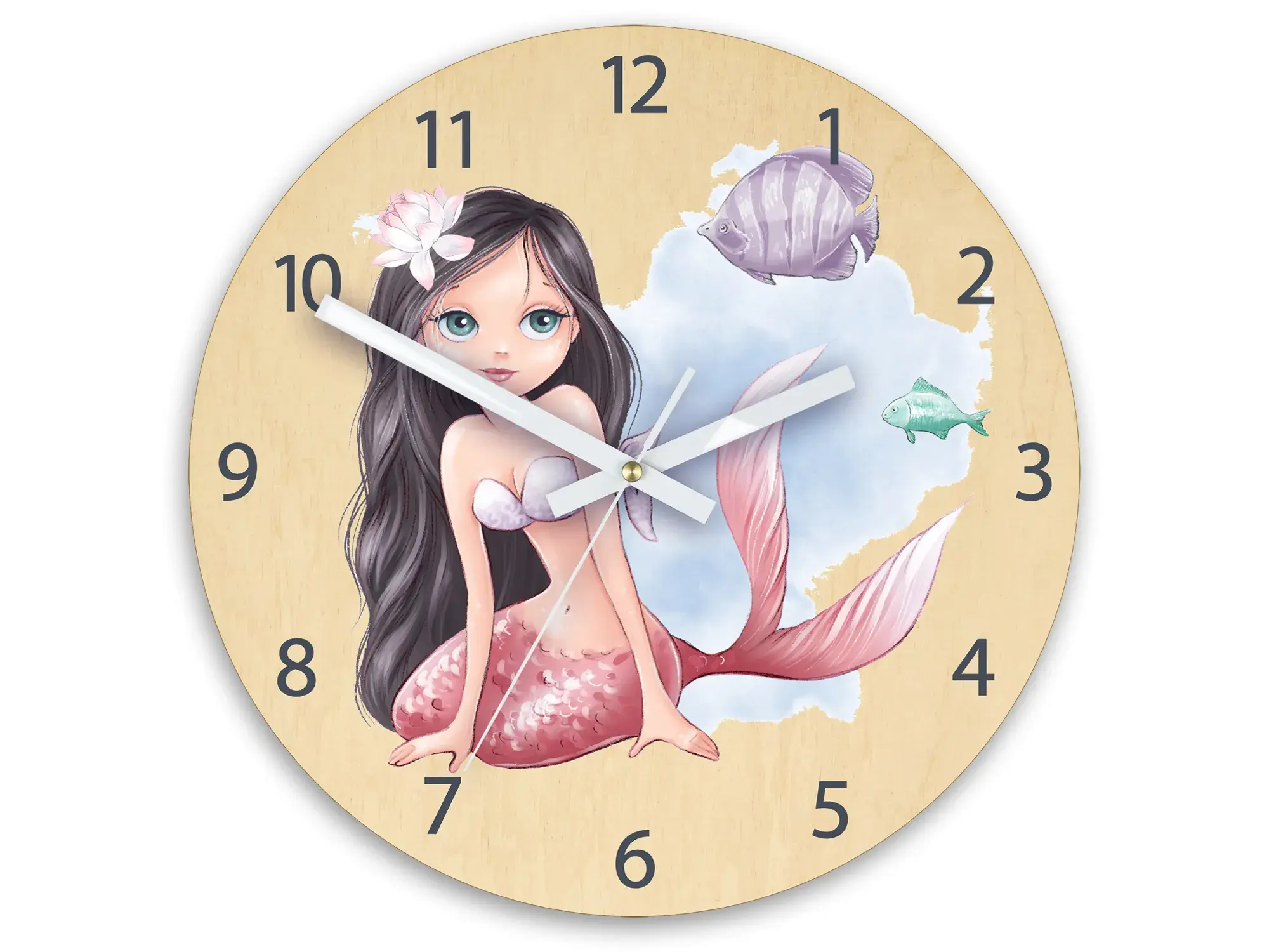 ModernClock Dětské nástěnné hodiny Ami Mořská panna 30 cm vícebarevné II