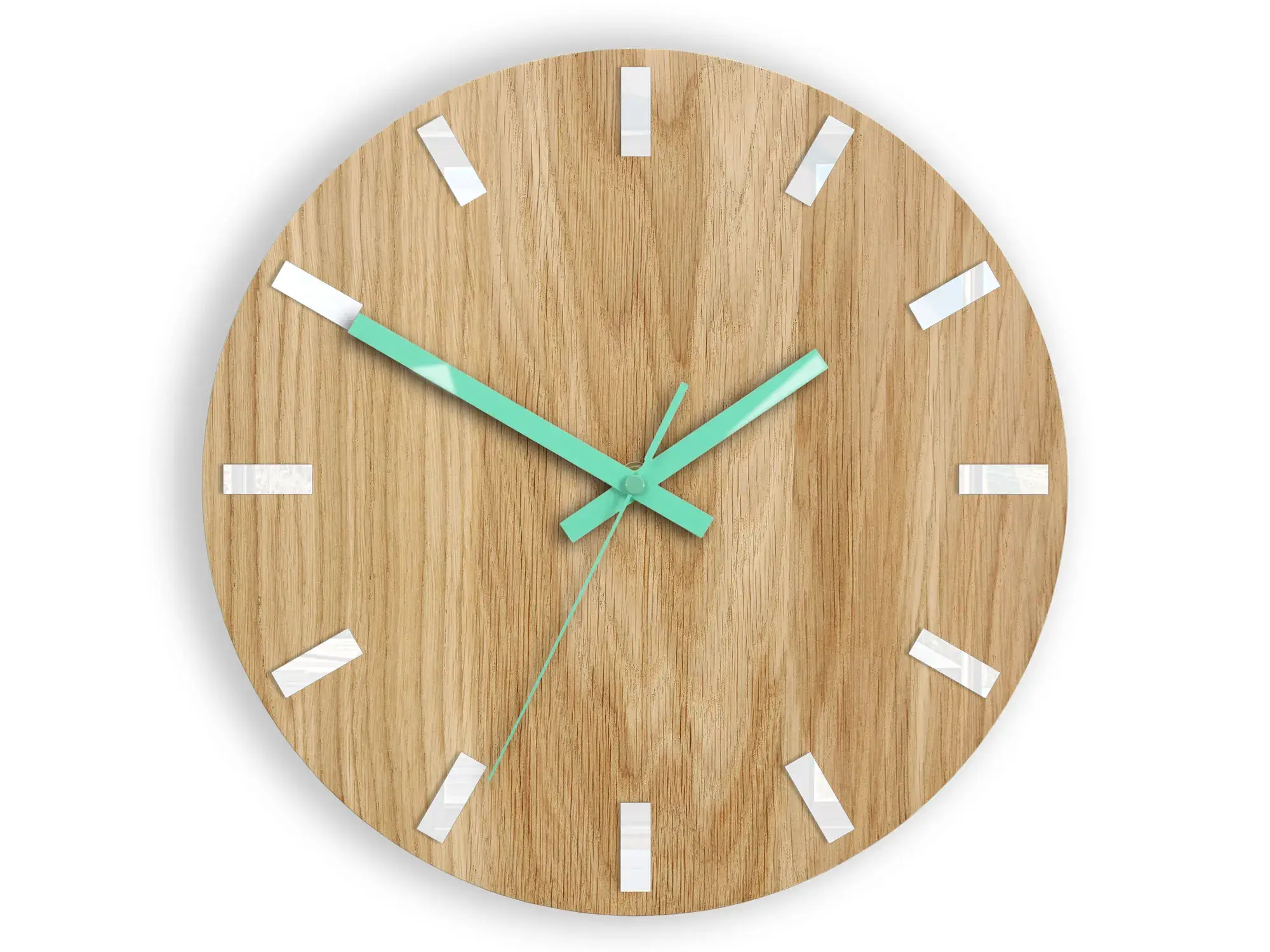 ModernClock Nástěnné hodiny Simple Oak hnědo-mátové