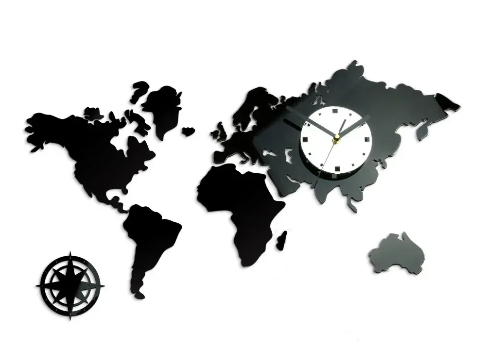 ModernClock 3D nalepovací hodiny Continents wenge