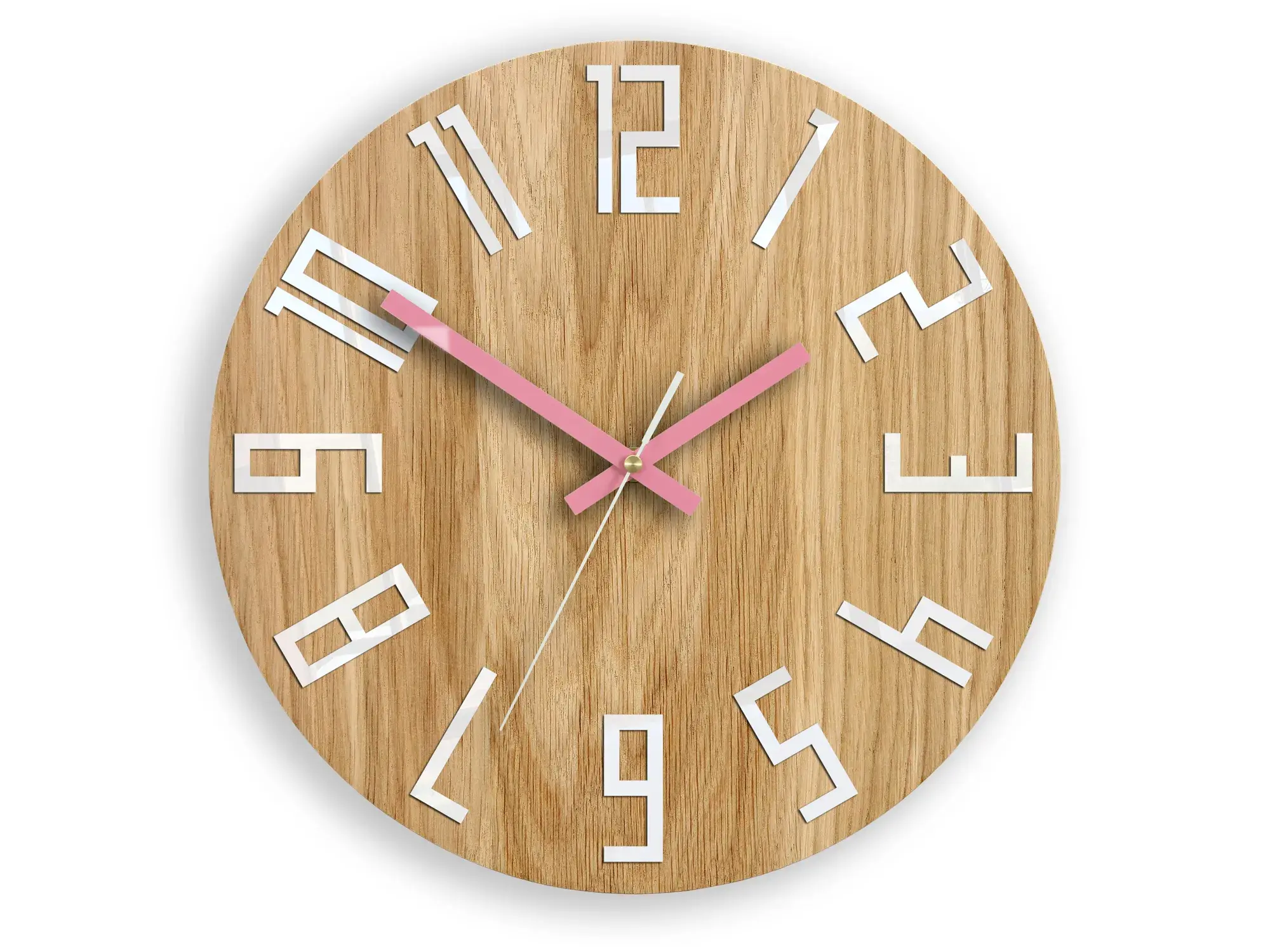 ModernClock Nástěnné hodiny Slim Mit hnědo-růžové