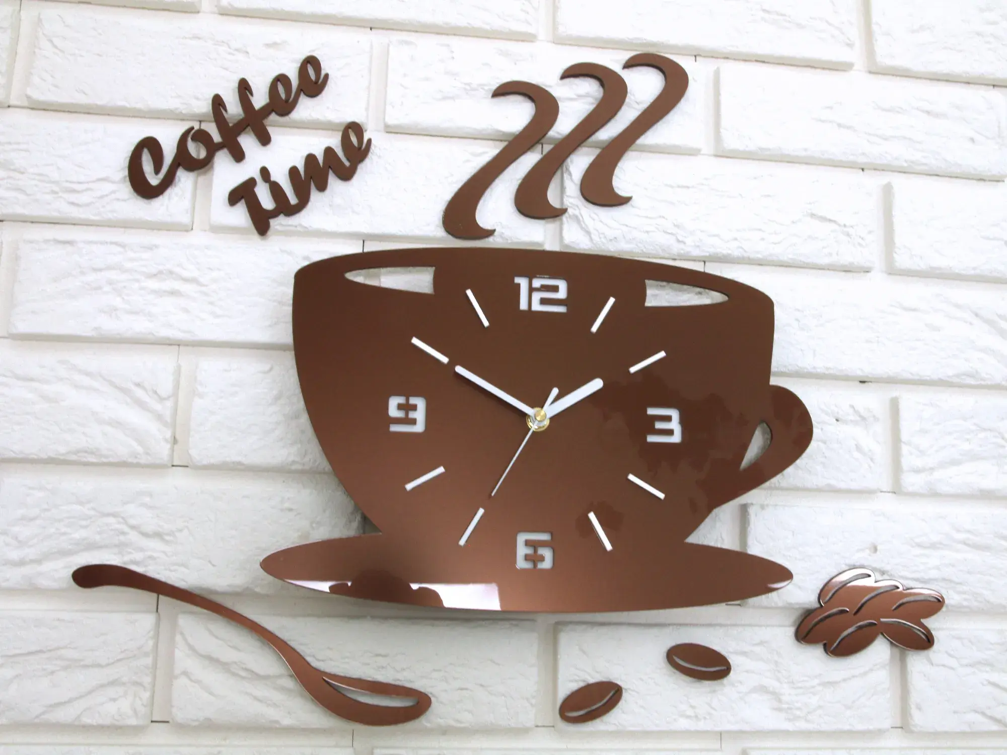 ModernClock Nástěnné hodiny Coffee hnědé