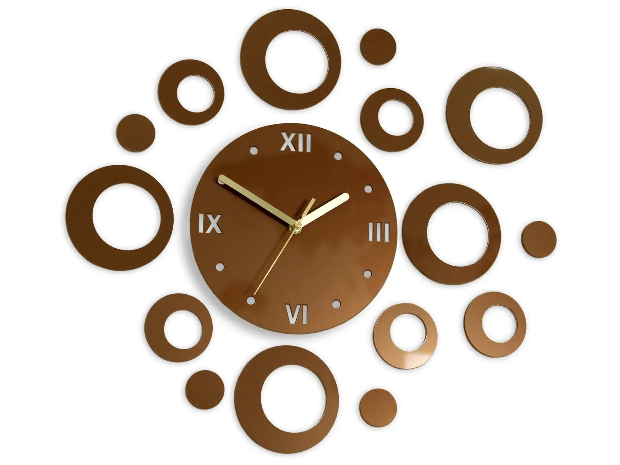 ModernClock 3D nalepovací hodiny Ring měděné