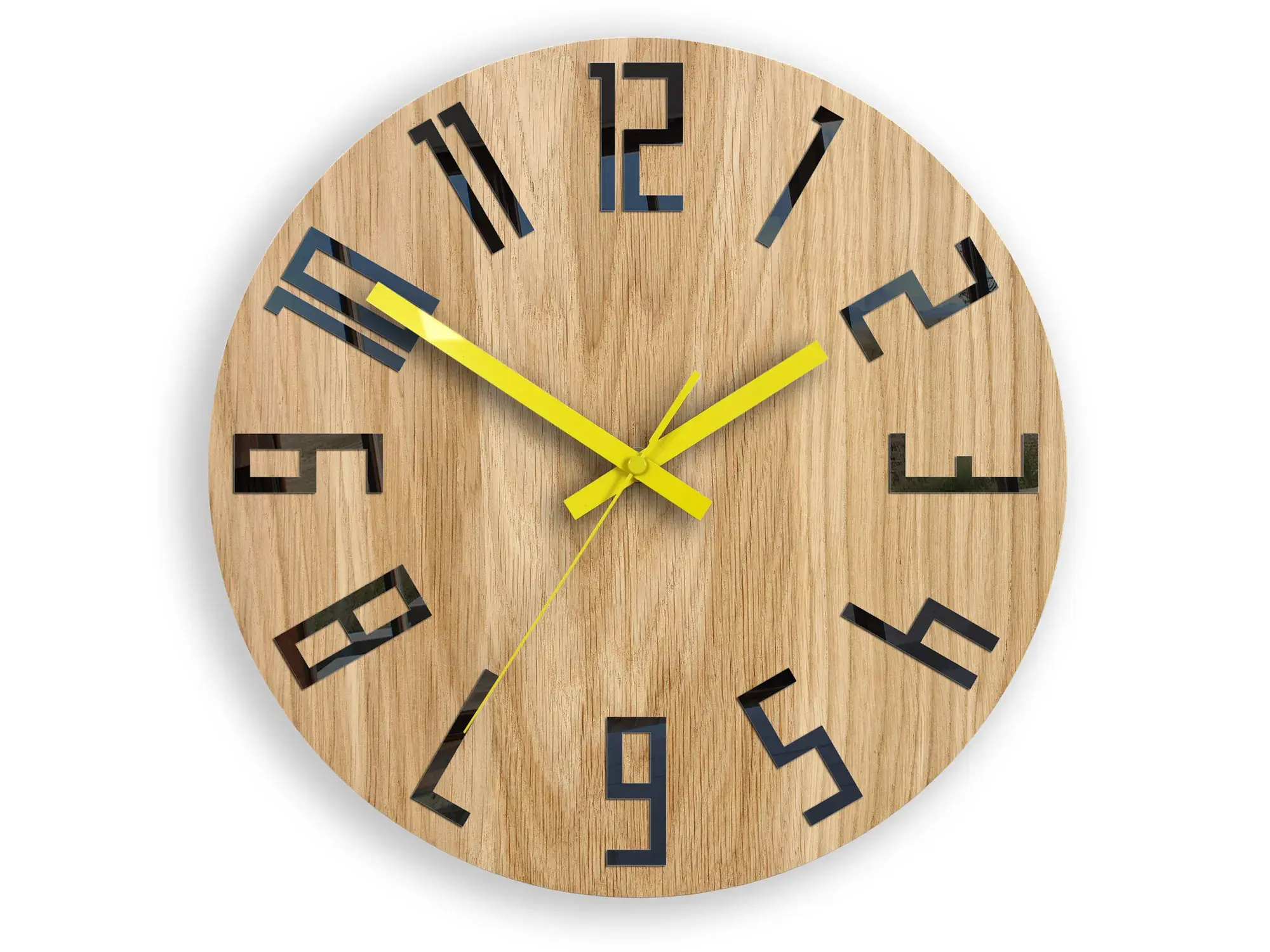 ModernClock Dřevěné nástěnné hodiny Slim 33 cm černé/žluté/hnědé