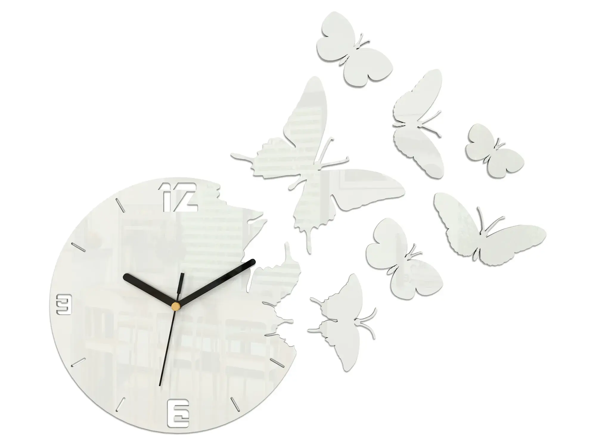ModernClock 3D nalepovací hodiny Butterflies bílé