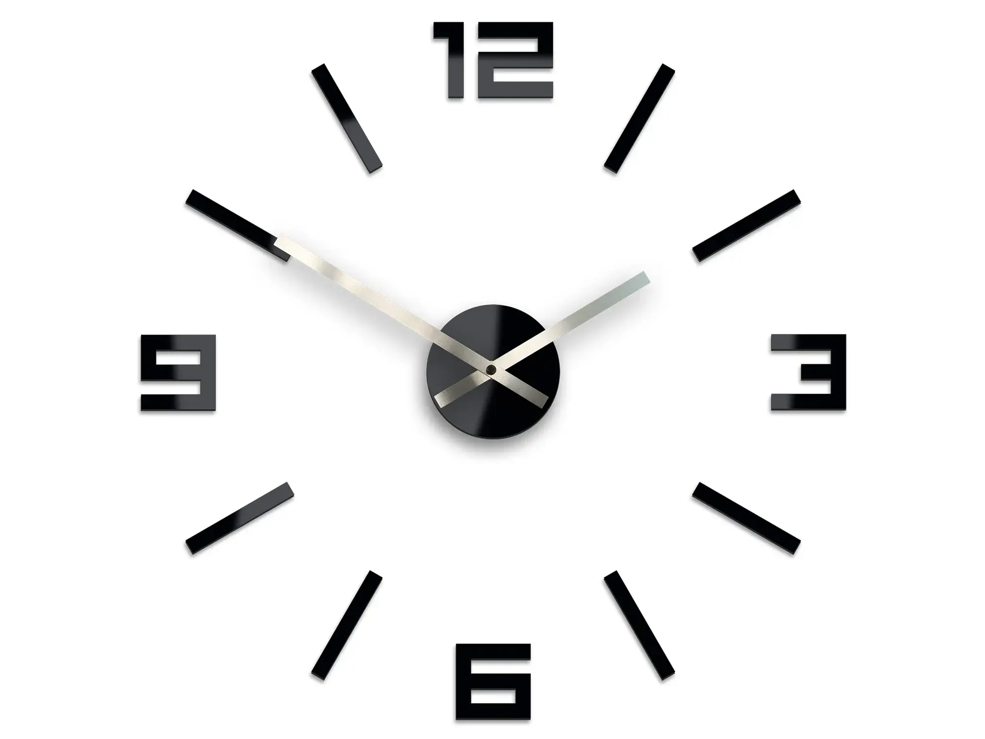 ModernClock Nástěnné samolepící hodiny Arabic 50 cm černé/stříbrné