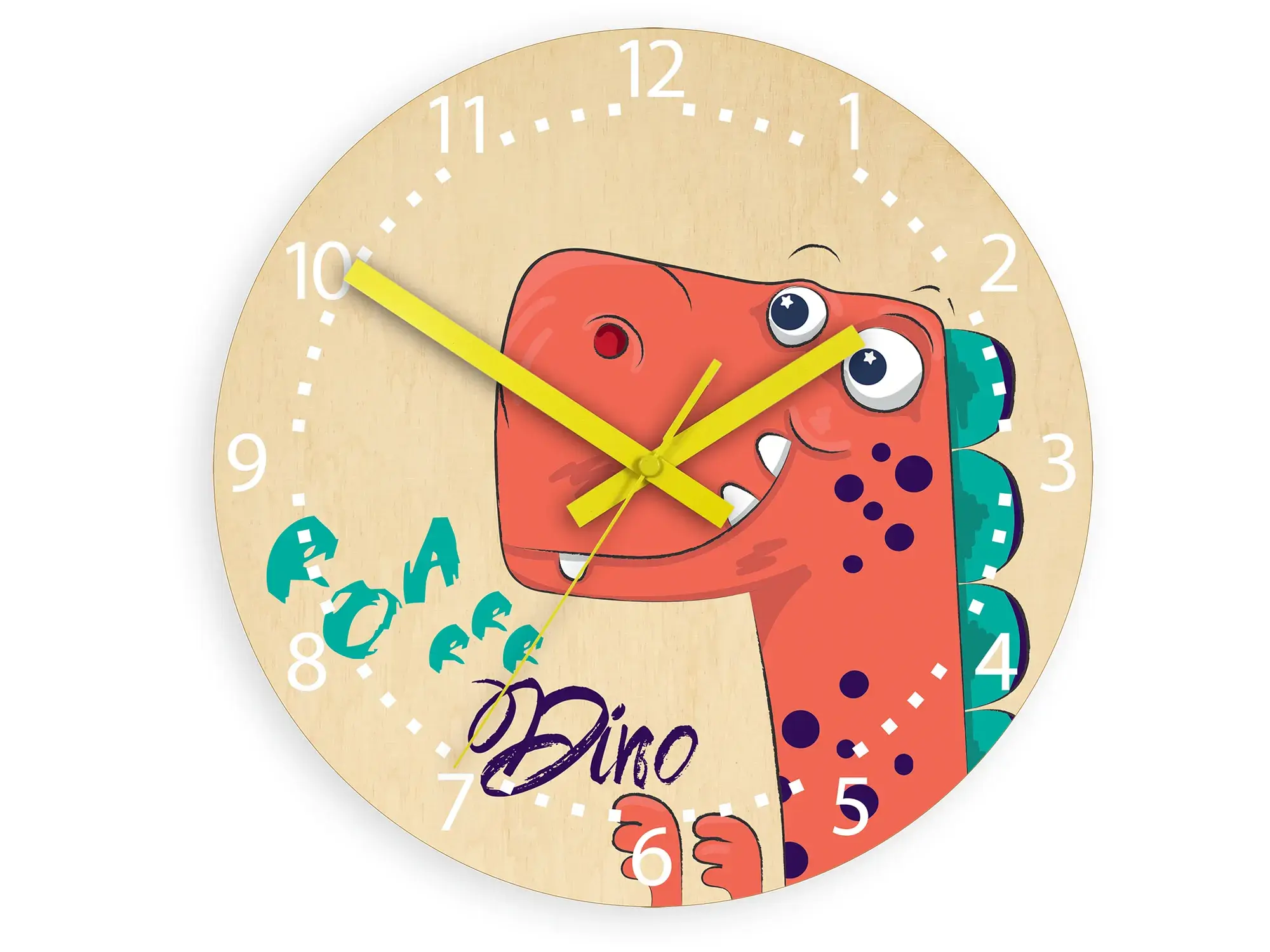 ModernClock Dětské nástěnné hodiny Ami Dinosaurus 30 cm vícebarevné