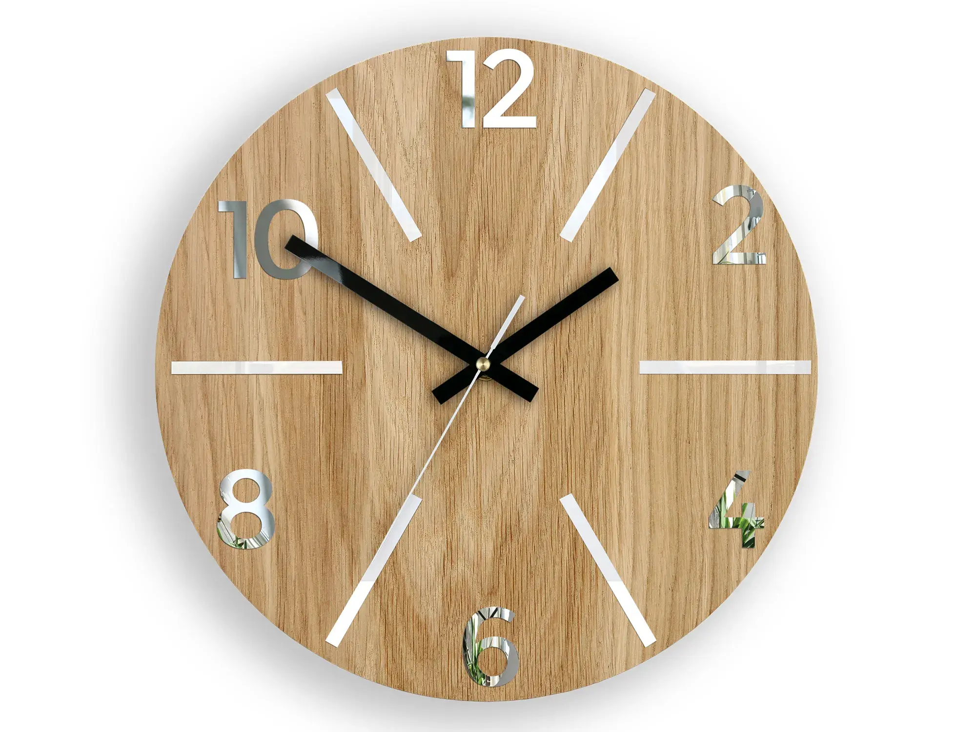 ModernClock Dřevěné nástěnné hodiny Aksel 33 cm dub přírodní/bílé