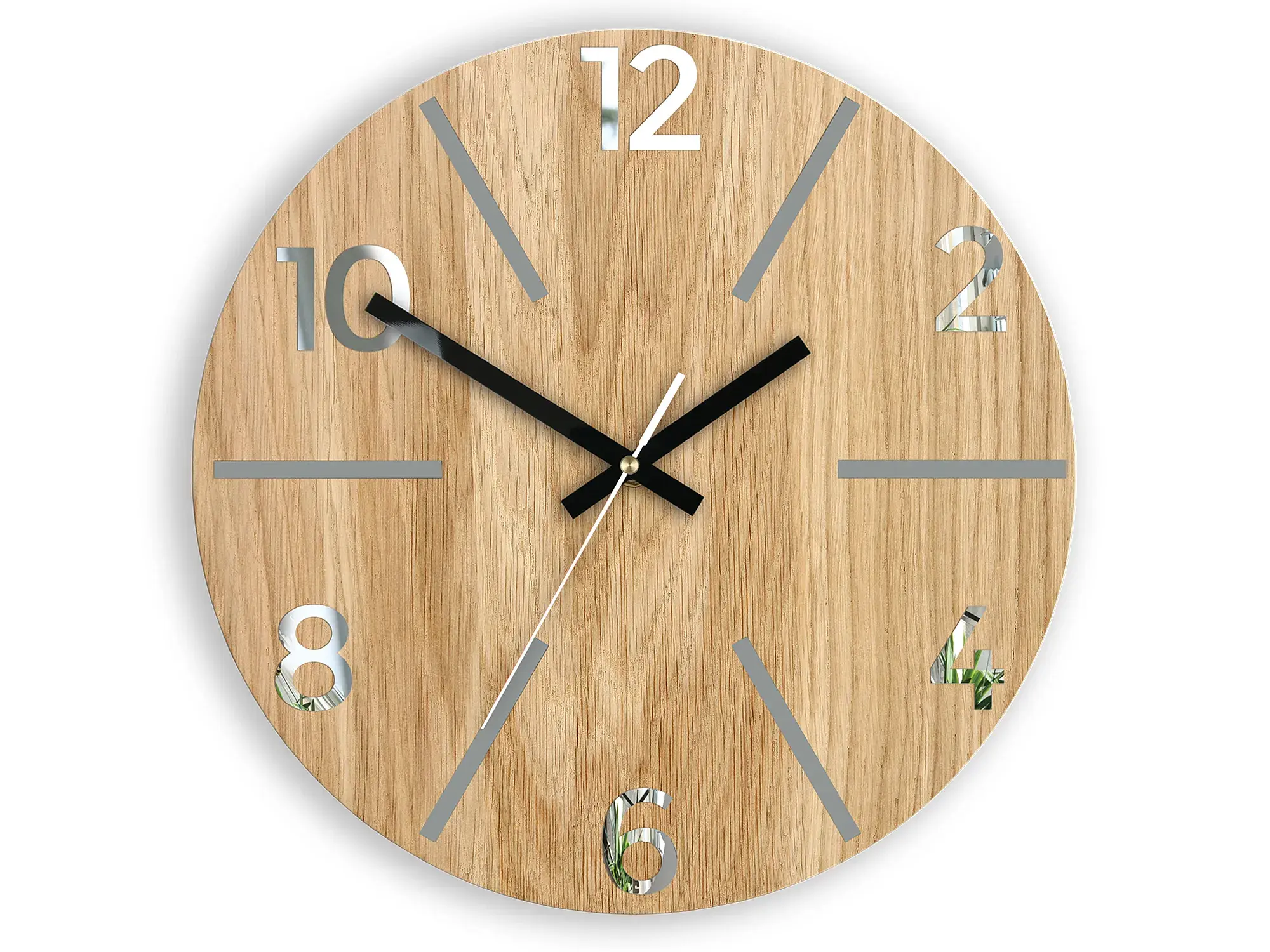ModernClock Dřevěné nástěnné hodiny Aksel 33 cm dub přírodní/šedé