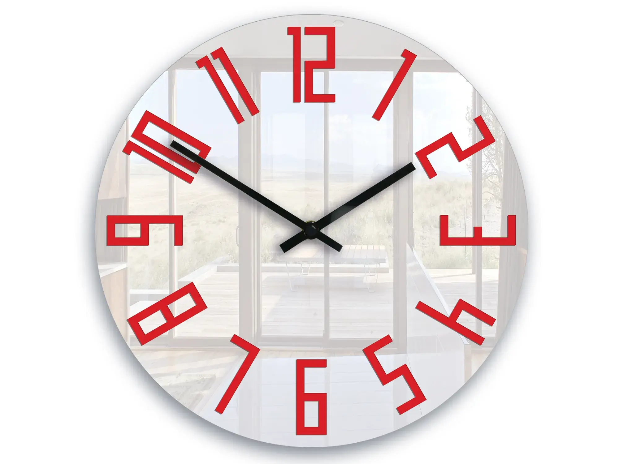ModernClock Nástěnné hodiny Slim 32 cm bílé/červené